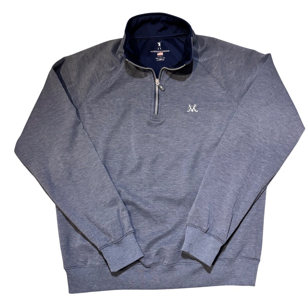 Fairway & Greene Quarter Zip Pullover Mens Large Blue Golf Performance USA